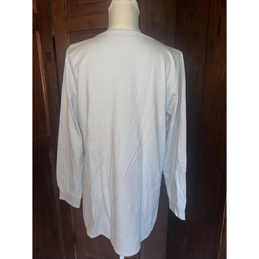 Womens J Jill Pure Jill Embroidered Neck Blue Tunic 100% Cotton Long Sleeve Sz M - Picture 4 of 5
